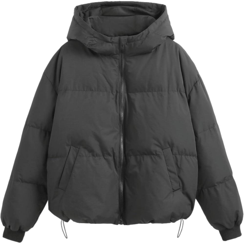 imageCIDER Solid Hooded Puffer CoatBlack