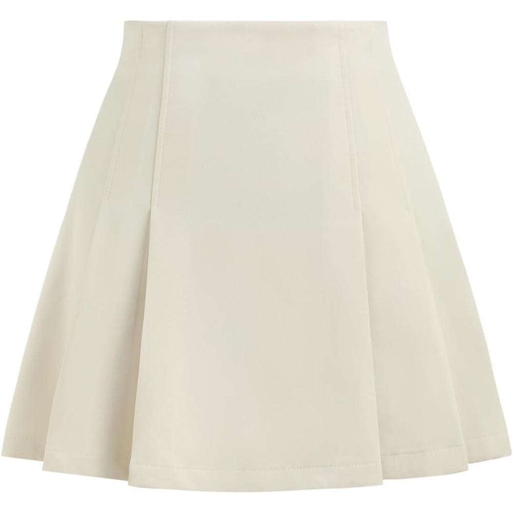 imageCIDER Solid Mid Waist Pleated Mini SkirtBeige