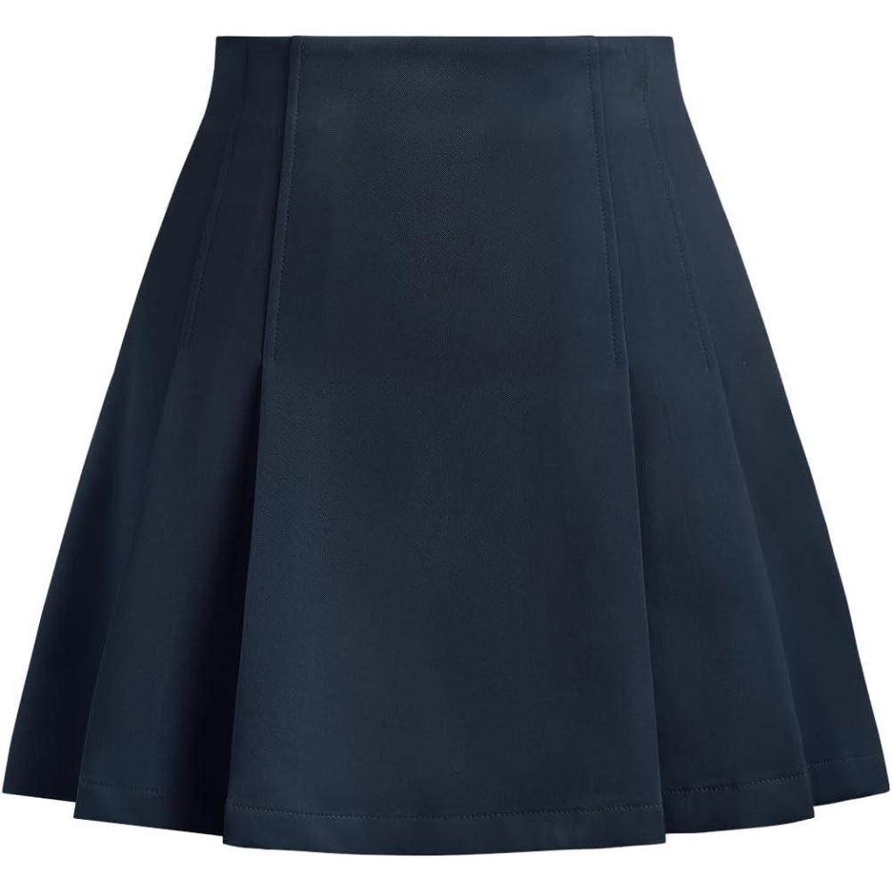 imageCIDER Solid Mid Waist Pleated Mini SkirtNavy Blue