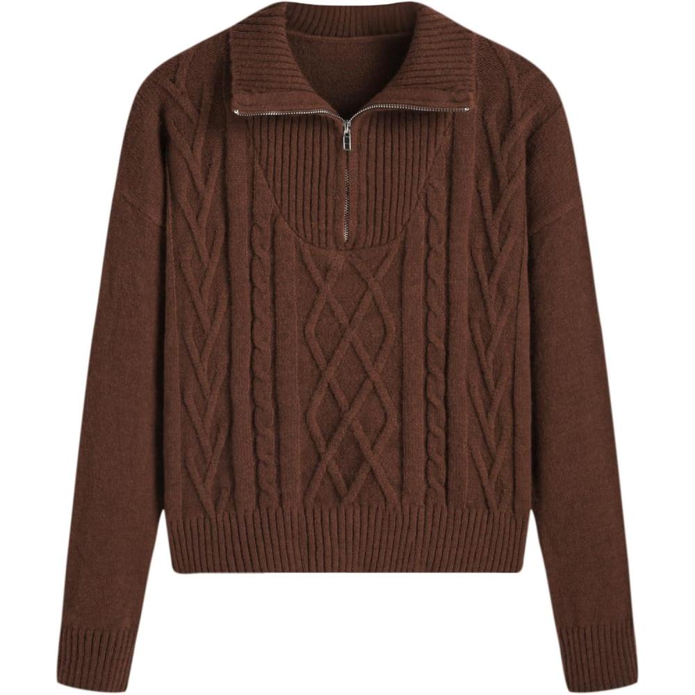 imageCIDER Weave Knit Zipped SweatshirtBrown