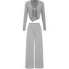imageCIDER 3 Piece Outfits Solid Ruched Tank Top ampamp Cardigan ampamp Pants SetGrey