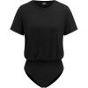 imageCIDER Womens Round Neck Solid Short Sleeve BodysuitBlack