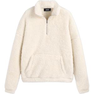 CIDER Fleece Stand Collar Solid Pocket Sweatshirt(Beige)
