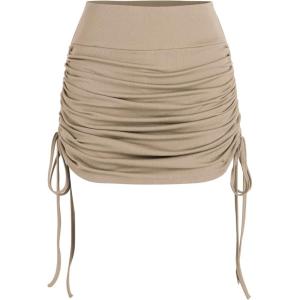 CIDER Ruched Drawstring Mini Skort(Khaki)