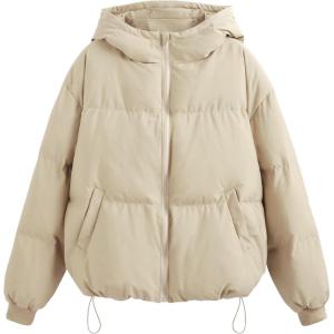 CIDER Solid Hooded Puffer Coat(Beige)