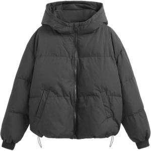 CIDER Solid Hooded Puffer Coat(Black)