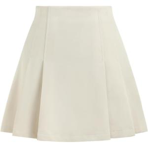 CIDER Solid Mid Waist Pleated Mini Skirt(Beige)