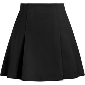 CIDER Solid Mid Waist Pleated Mini Skirt(Black)