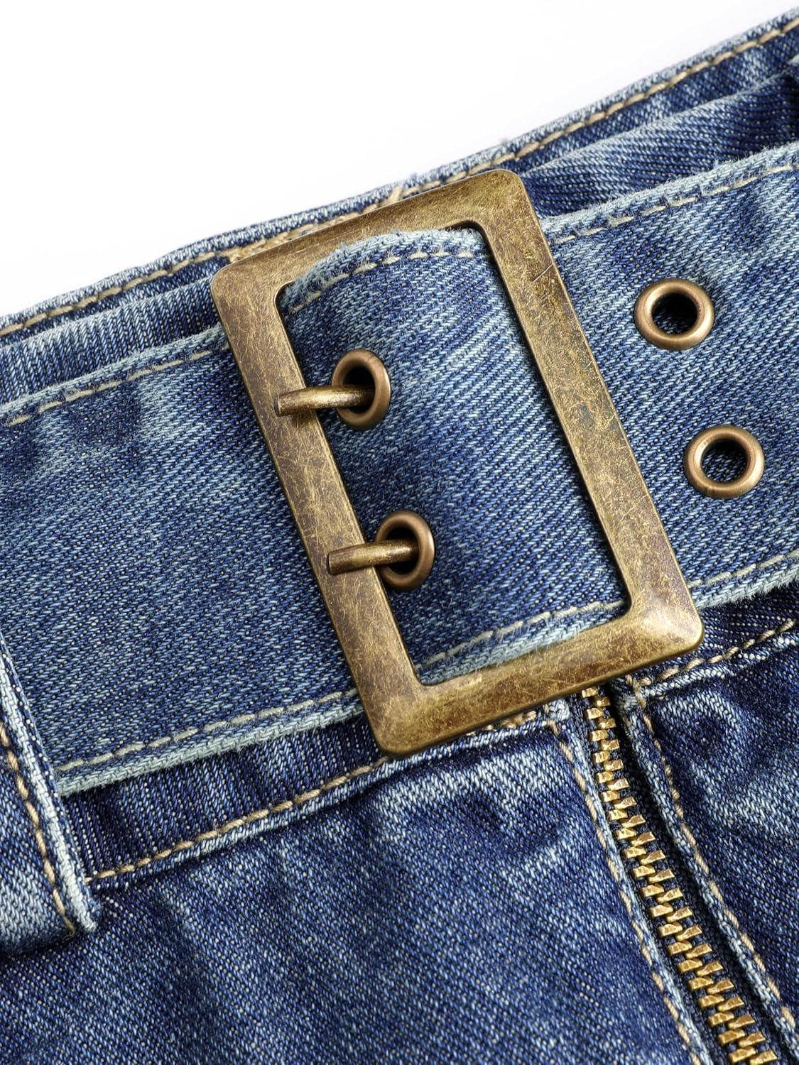 imageCIDER Denim Zip Up Belted Mini SkirtDenim