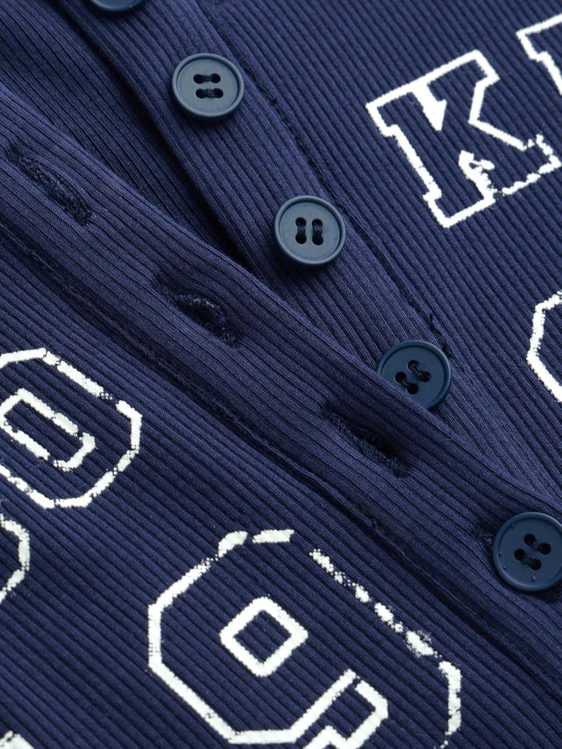 imageCIDER Graphic Button Crop TeeNavy Blue