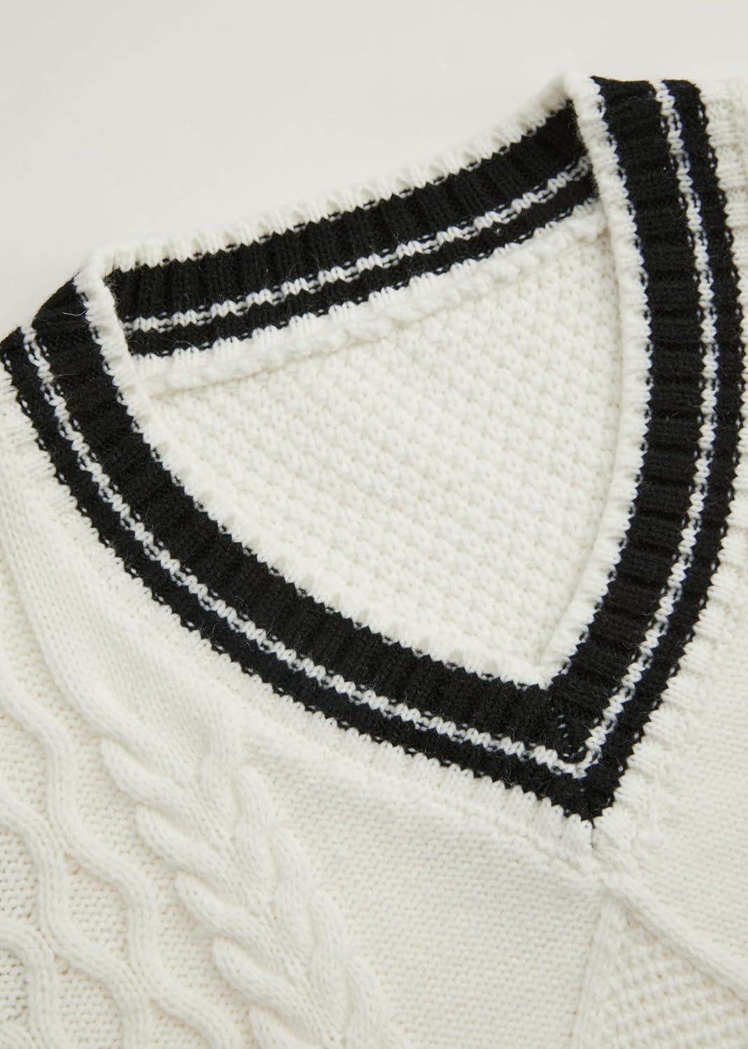 imageCIDER VNeck Solid Bowknot Knitted VestCream