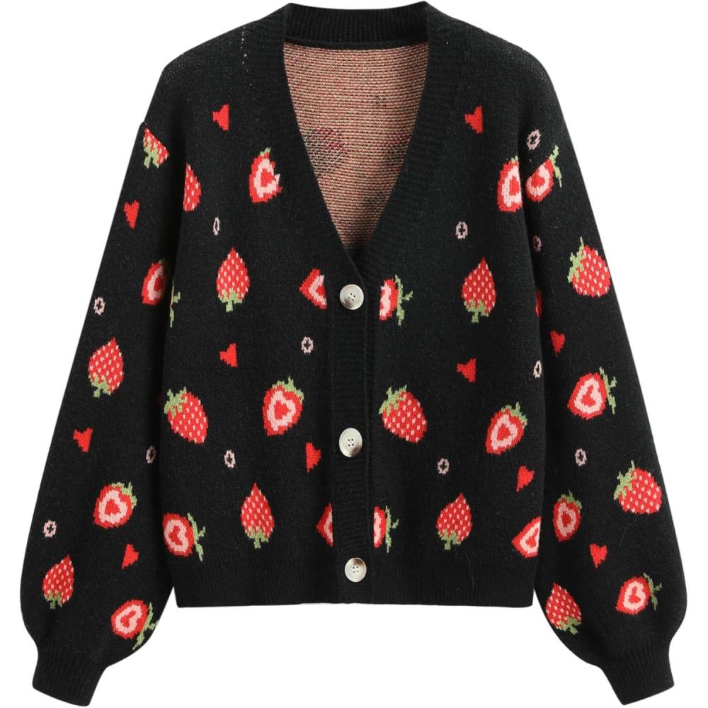 imageCIDER VNeck Strawberry Button CardiganBlack