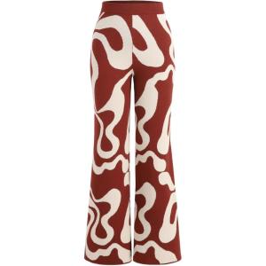 CIDER Everyday Illusion Psychedelic Swirl Knit Trousers(Brown)