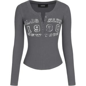 CIDER Graphic Button Crop Tee(Grey)