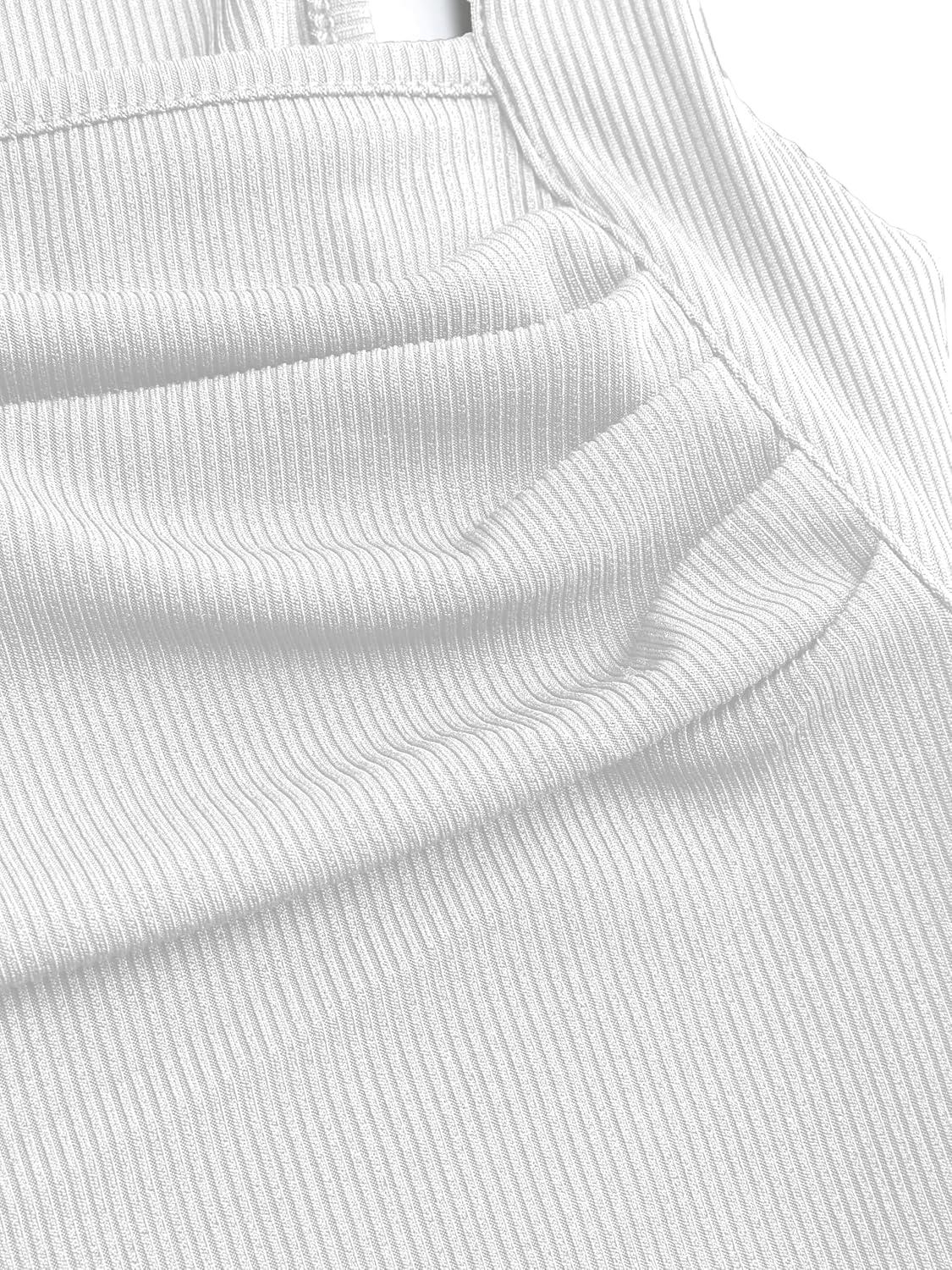 imageCIDER Women Tank Tops Ruched Square Neck Sleeveless Going Out Cute Crop Top TrendyWhite