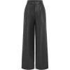 imageCIDER Faux Leather High Waist Solid Pocket Wide Leg TrousersBlack
