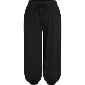 CIDER Solid Knotted Jersey Trousers Curve & Plus(Black)