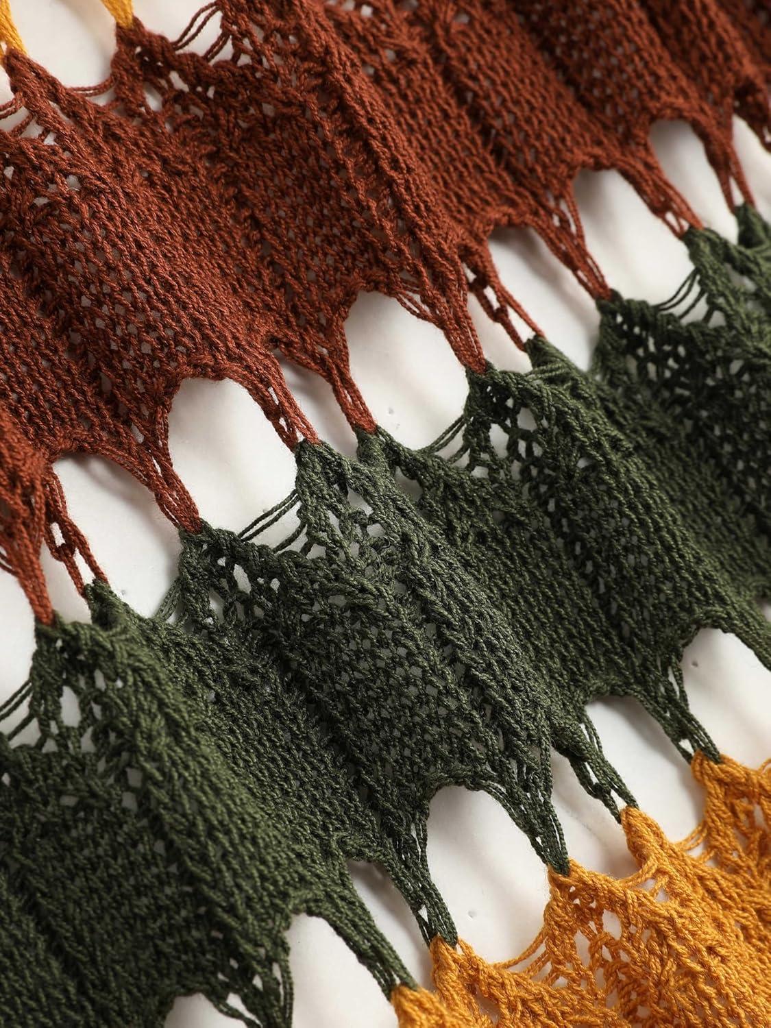 imageCIDER Jersey Knit Scoop Neckline Striped Hollow Out Cardigan Curve ampamp PlusMulticolor