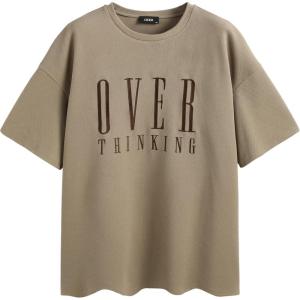 CIDER Over Thinking Oversized Graphic Tee Curve & Plus(Coffee)