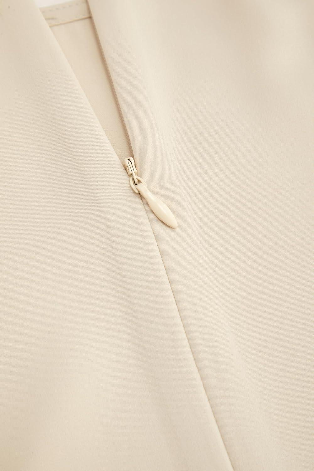 imageCIDER Round Neck Lace Up Long Sleeve Blouse ampamp Maxi SkirtBeige