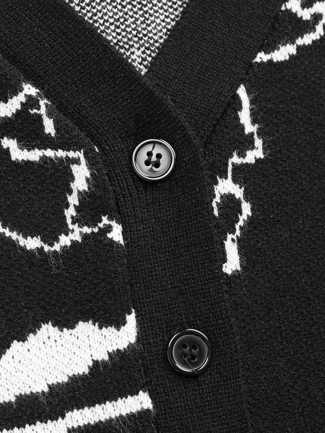 imageCIDER Womens Dinosaur Cardigan Graphic Streetwear Cute Patterned Preppy SweaterBlack