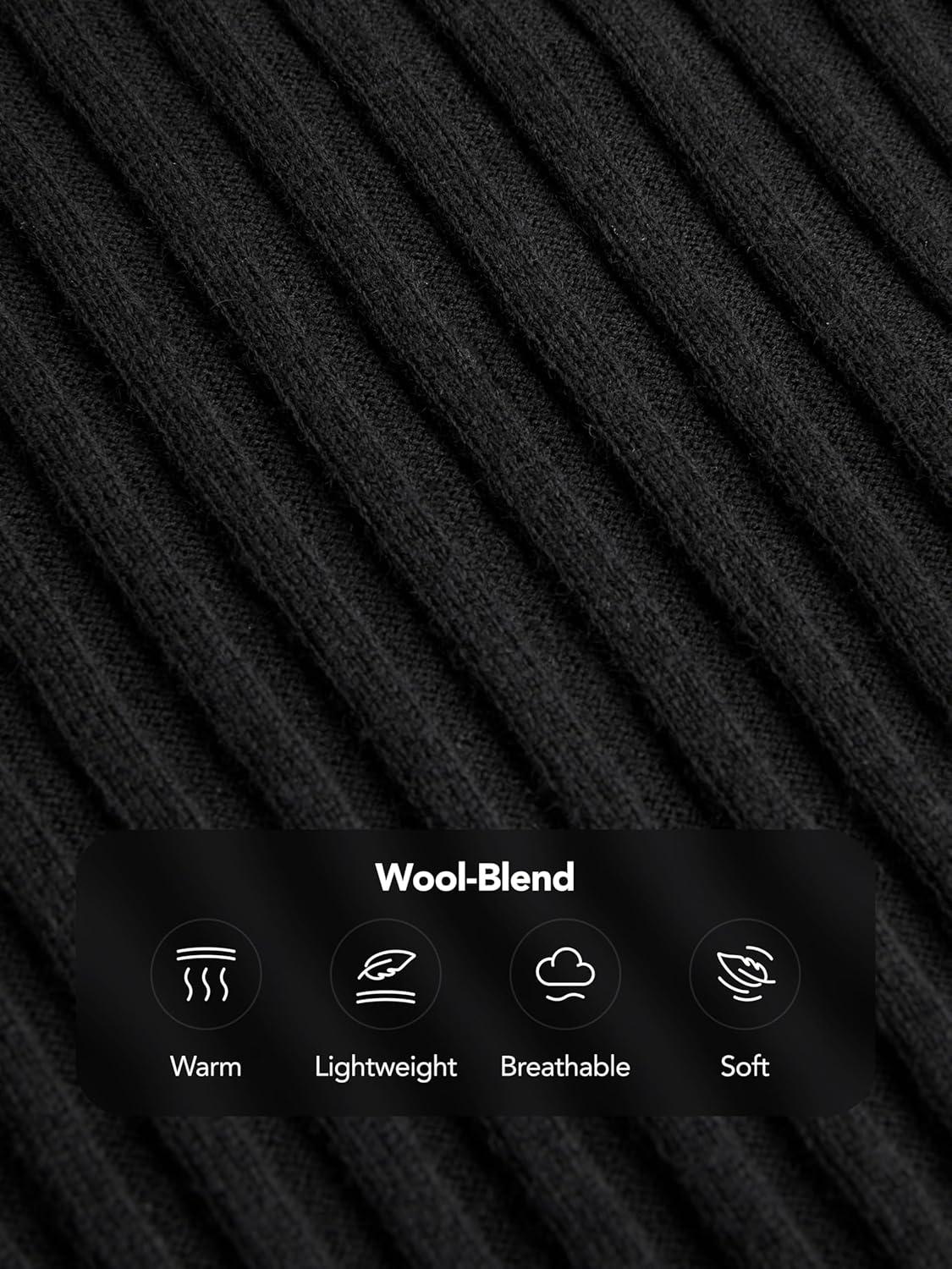 imageCIDER Womens WoolBlend VNeck Solid Button Down Long Sleeve Knit Cardigan Sweater TopsBlack