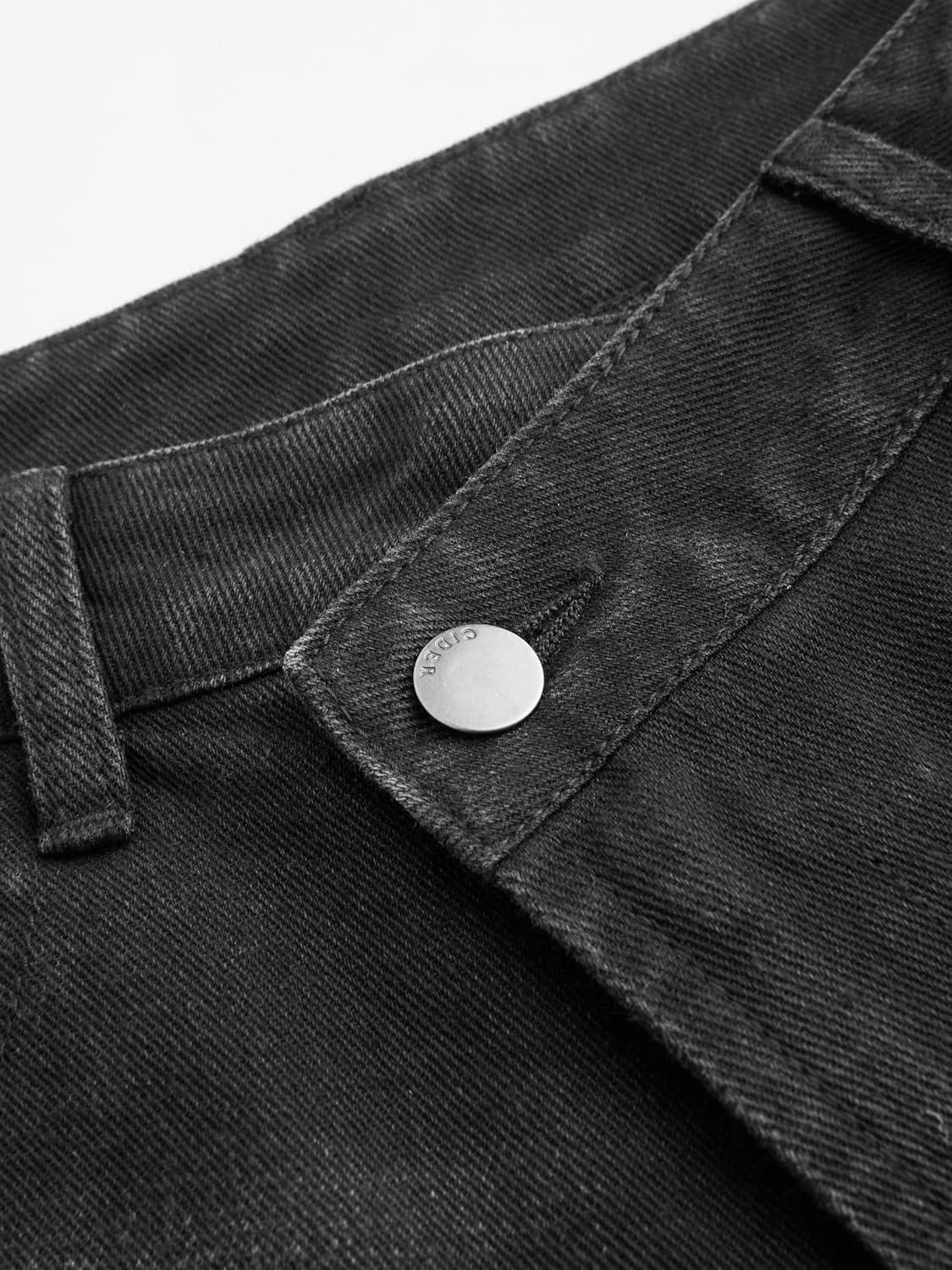 imageCIDER Denim High Waist Pocket Wide Leg JeansBlack