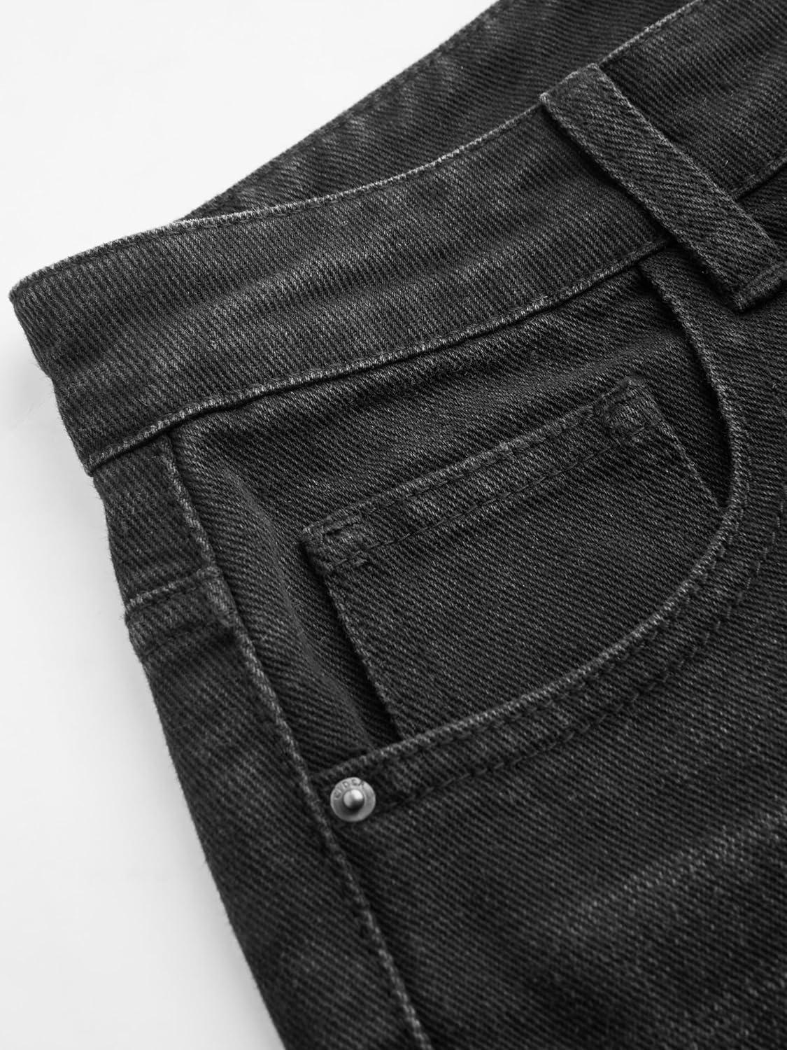 imageCIDER Denim High Waist Pocket Wide Leg JeansBlack