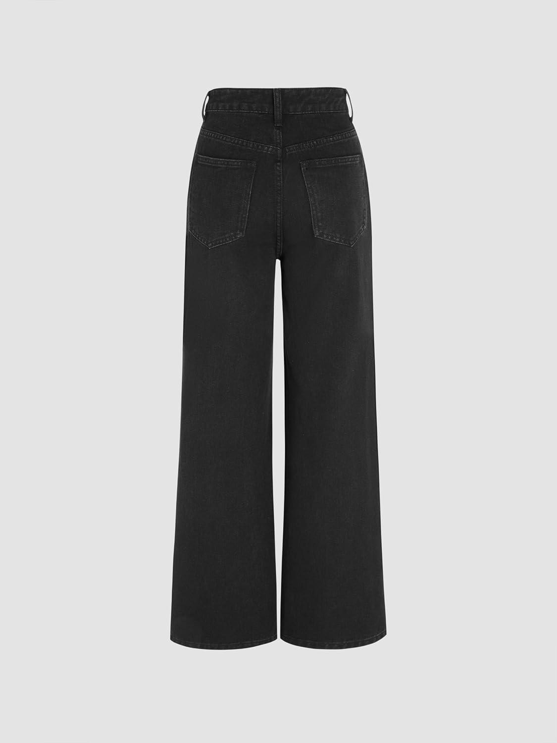 imageCIDER Denim High Waist Pocket Wide Leg JeansBlack