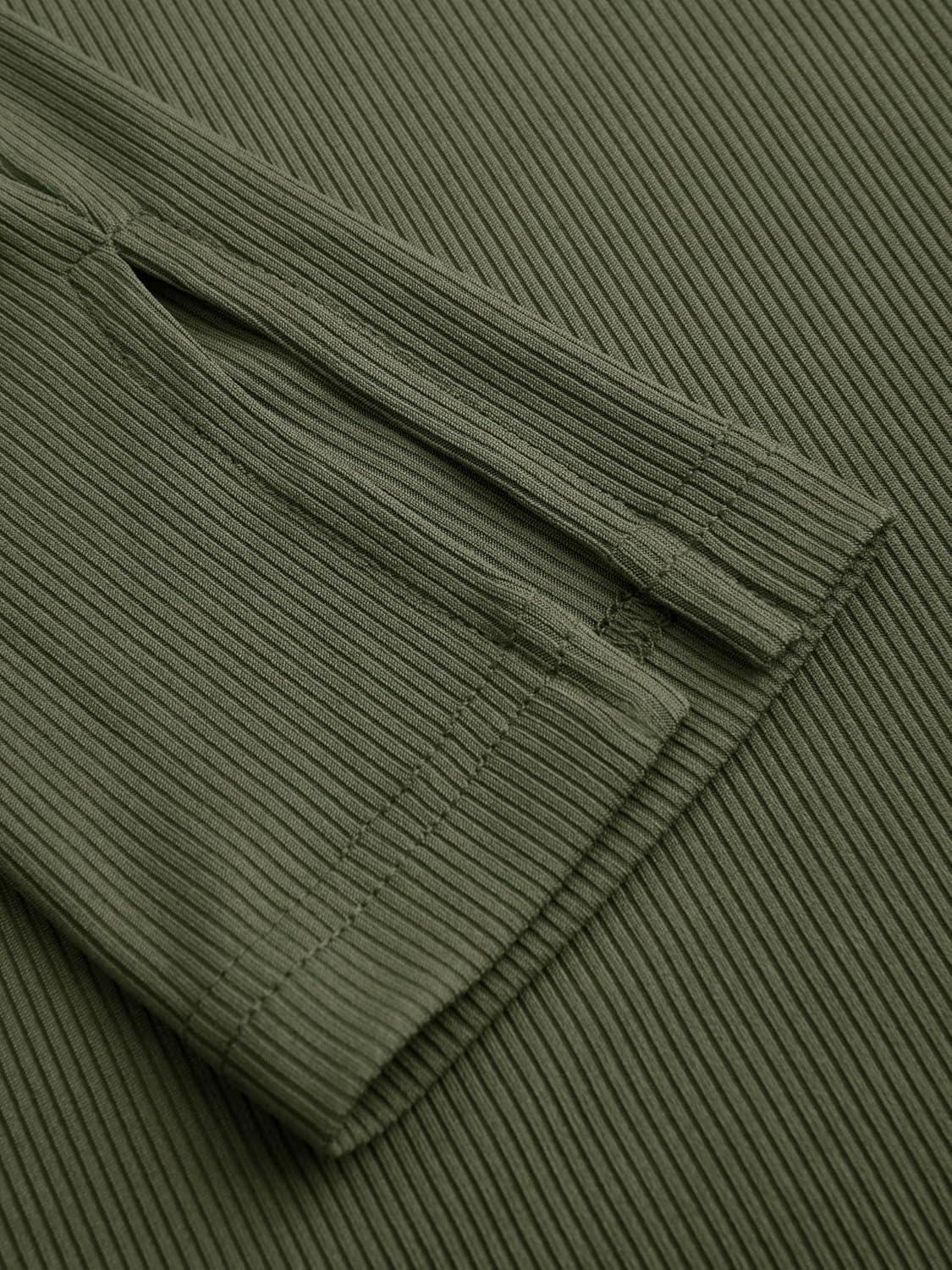 imageCIDER Long Sleeve Dress for Women High Neck Ribbed Knit Bodycon Ruched Midi Dress Cocktail Party Sweater Solid DressOlive Green