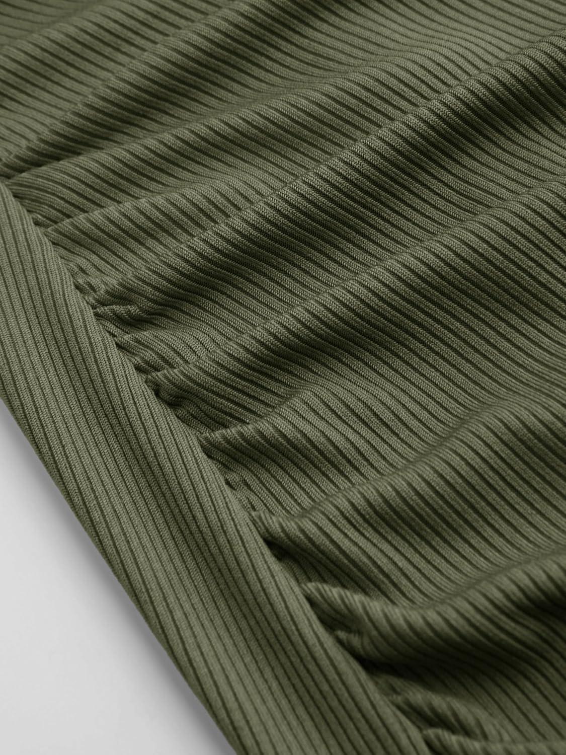 imageCIDER Long Sleeve Dress for Women High Neck Ribbed Knit Bodycon Ruched Midi Dress Cocktail Party Sweater Solid DressOlive Green