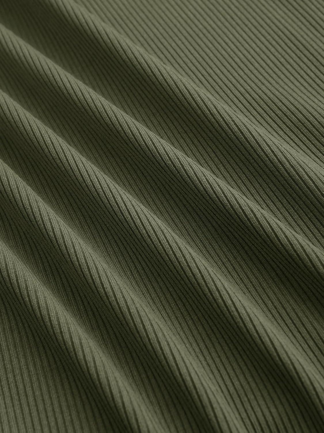 imageCIDER Long Sleeve Dress for Women High Neck Ribbed Knit Bodycon Ruched Midi Dress Cocktail Party Sweater Solid DressOlive Green