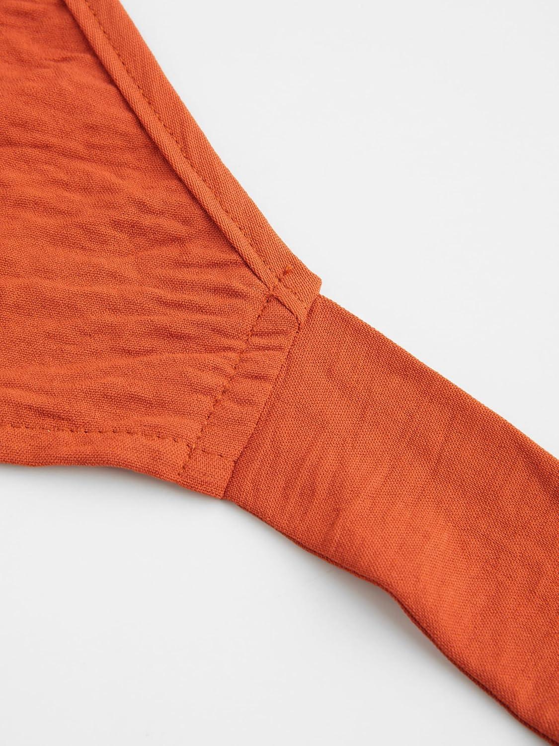 imageCIDER Miami Sunset Vacation VNeck Wrap Knotted Crop Short Sleeve TopBrown