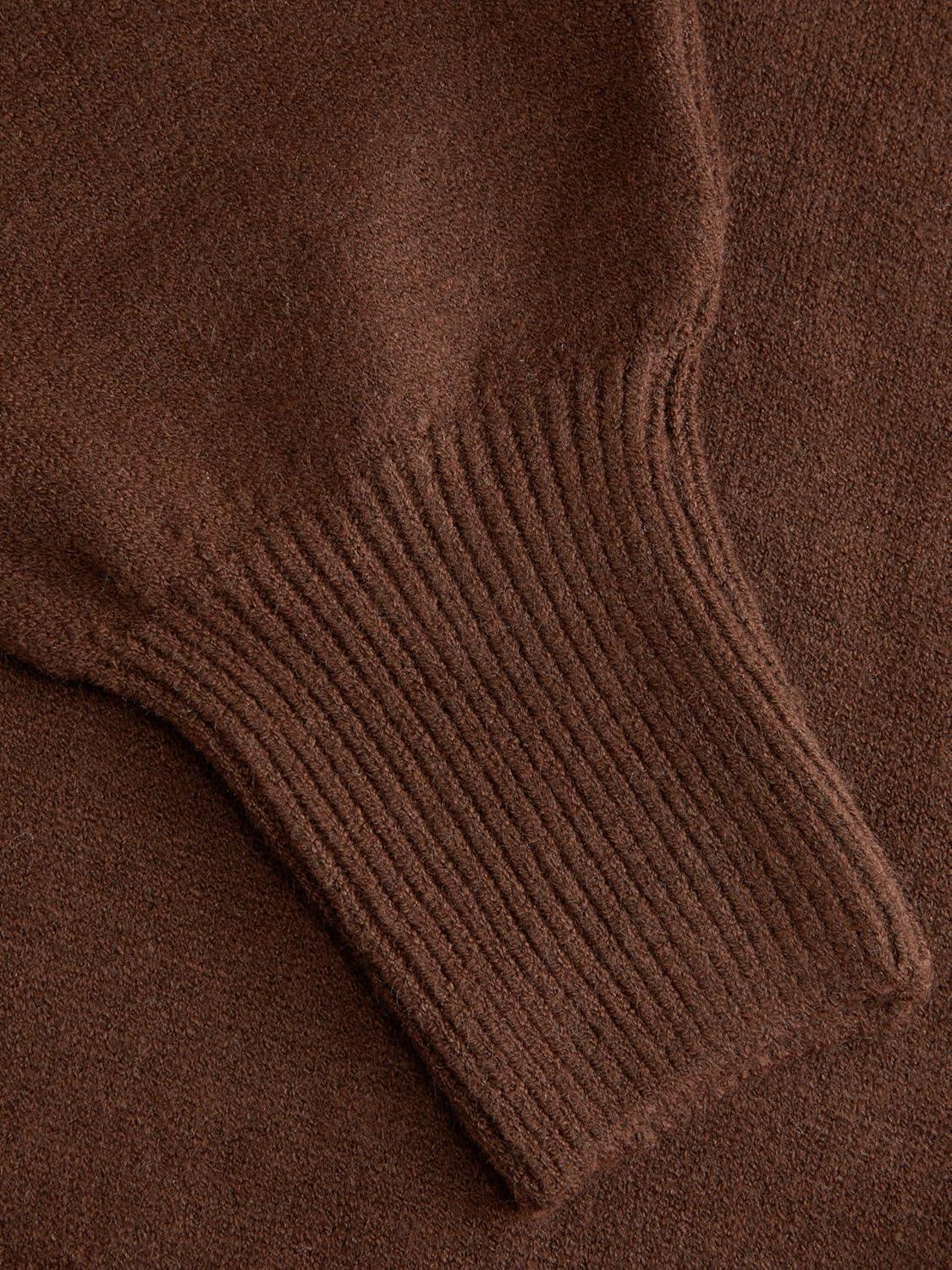 imageCIDER Off The Shoulder Sweaters for Women Lace Trim Long Sleeve Cropped Sweaters Knitted Pullover Sweater Trendy FallBrown