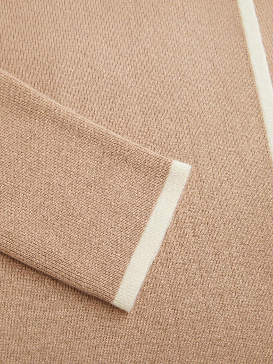 imageCIDER Sweater Dress for Women Long Sleeve Dress Mock Turtleneck Bow Tie Midi Work Dresses Old Money Dresses Fall WinterKhaki