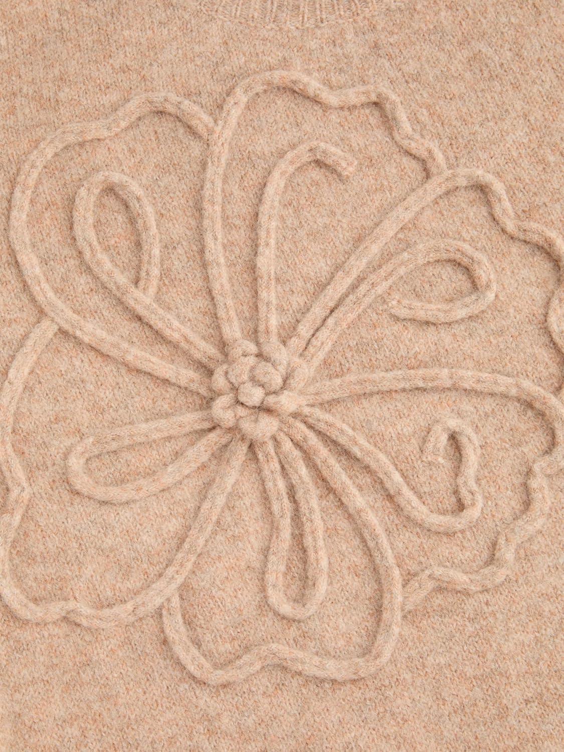 imageCIDER Womens Cute Sweater Crew Neck Long Sleeve Floral Pullover Fall Winter Sweaters Loose Fit Knit TopKhaki