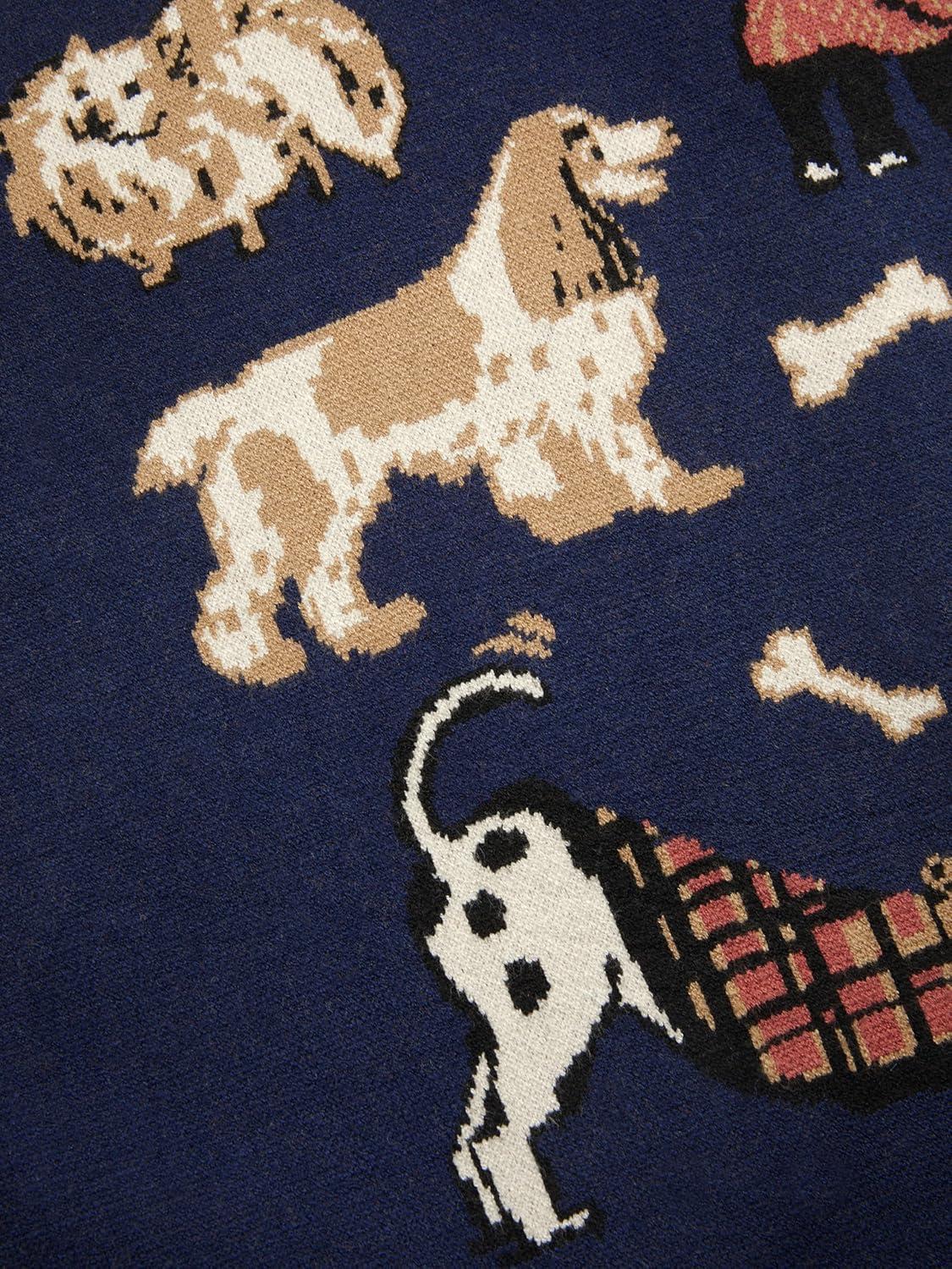 imageCIDER Womens Fall Cozy Sweaters Cute Sweaters Dog Graphic Long Sleeve Crewneck Soft Knit Casual Pullover Trendy 2025Navy Blue