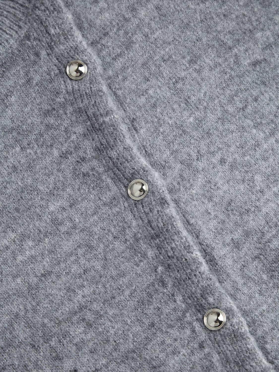 imageCIDER Womens Knit Cardigan Trendy Crew Neck Button Down Long Sleeve Cozy Fall Fashion Sweater Loose Fit Wool TopGrey