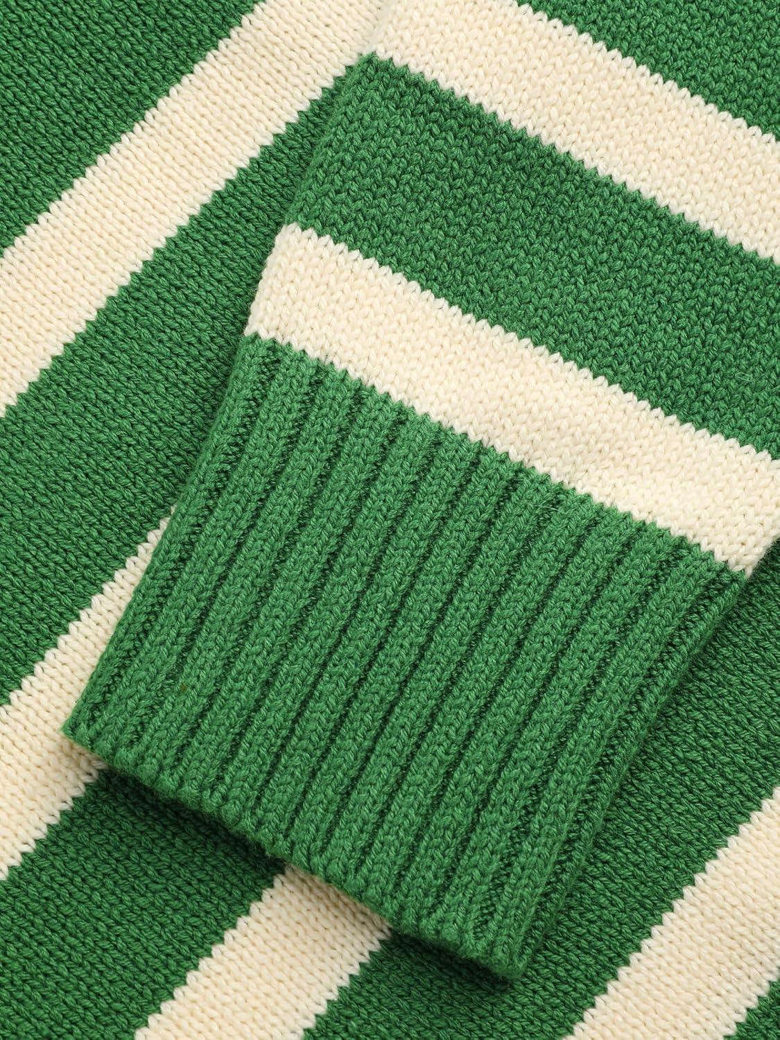 imageCIDER Womens Polo Sweater Striped Collared Lightweight Long Sleeve V Neck Pullover Fall Sweater Tops 2025Green