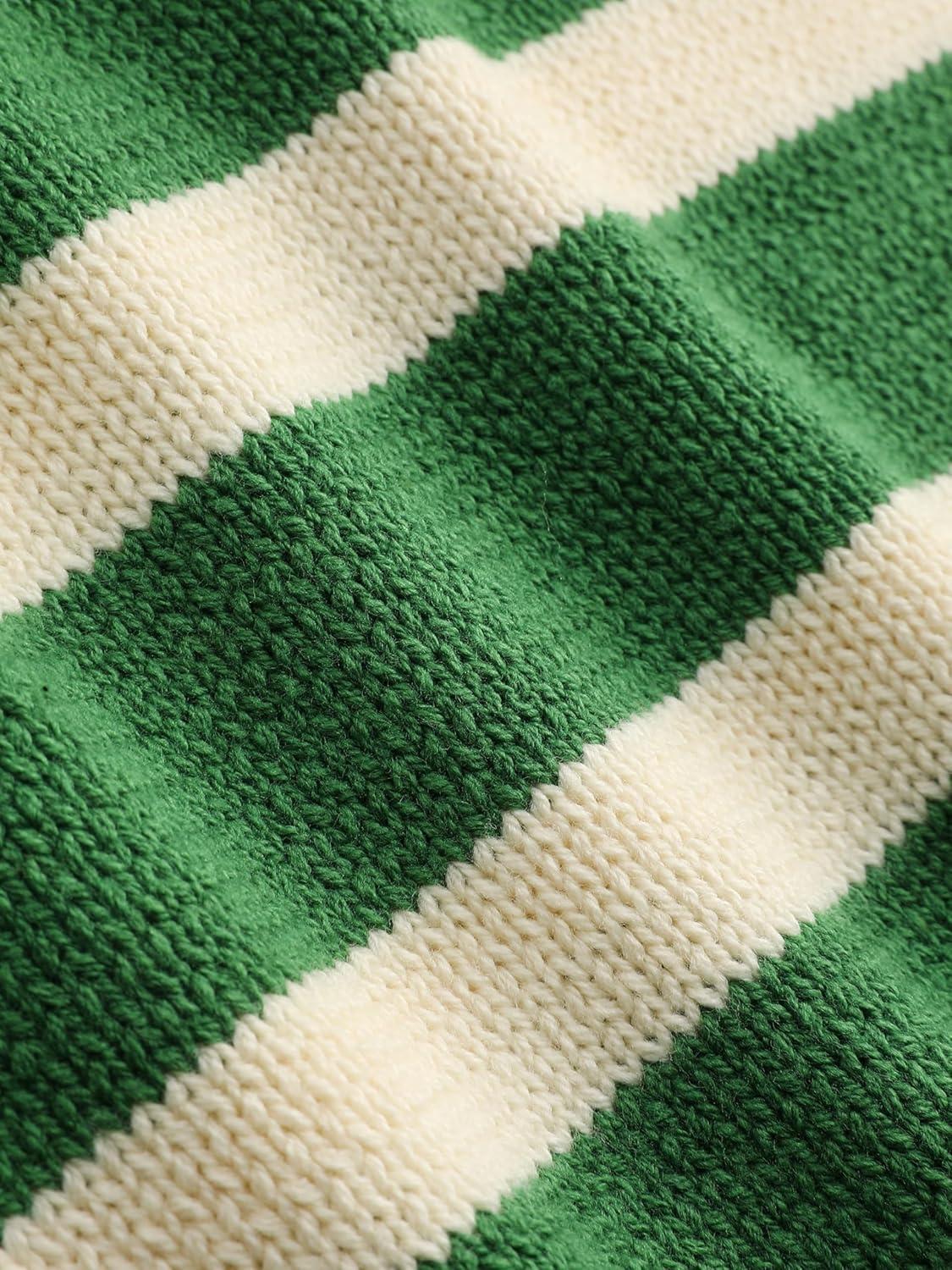 imageCIDER Womens Polo Sweater Striped Collared Lightweight Long Sleeve V Neck Pullover Fall Sweater Tops 2025Green