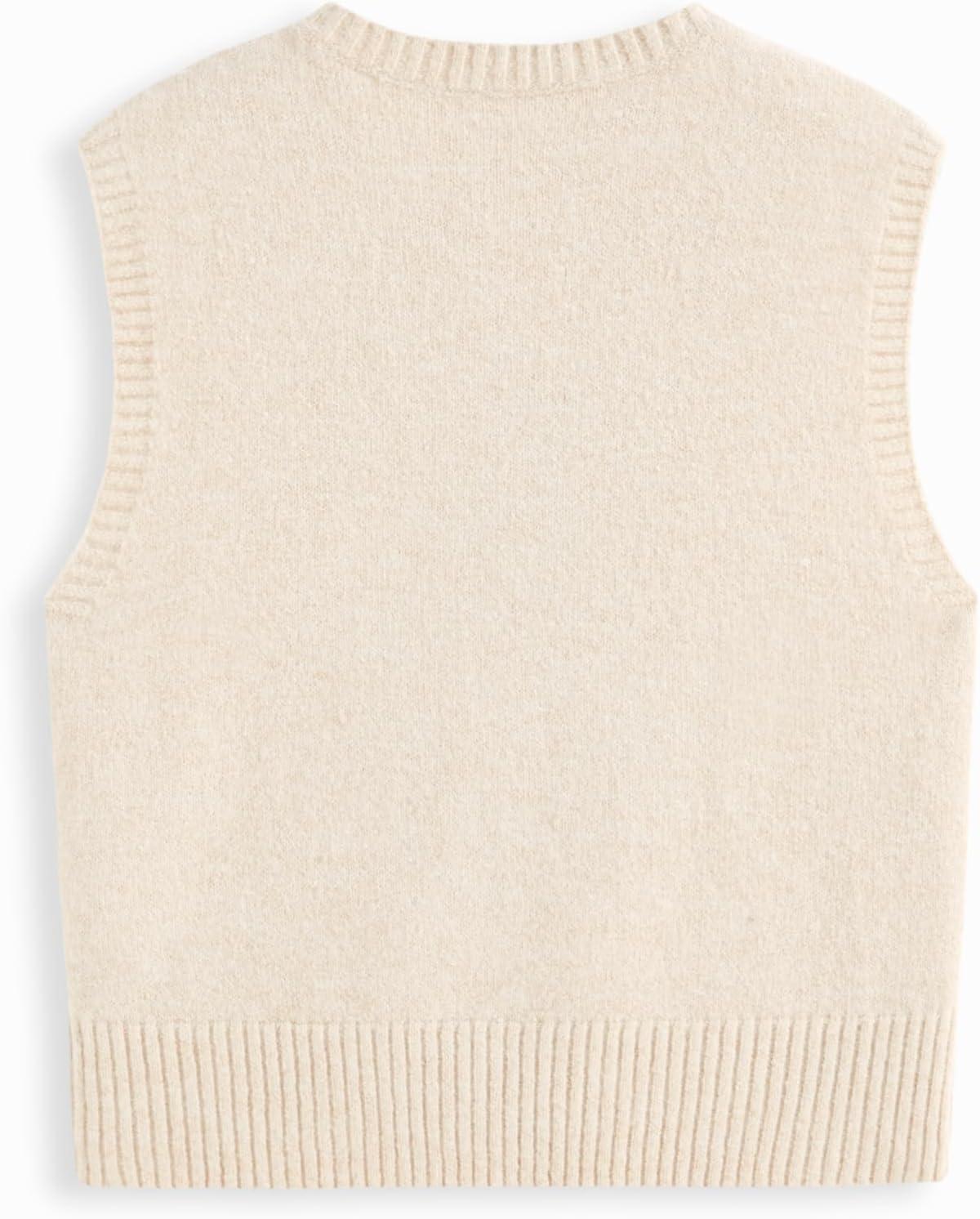 imageCIDER Womens Sweater Vest Knit Sleeveless Pear Cute Graphic Sweater Vest Tank Top Fall OutfitsBeige