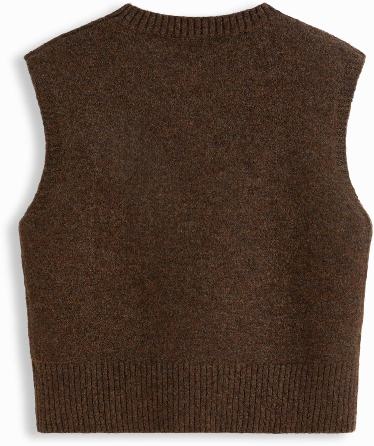 imageCIDER Womens Sweater Vest Knit Sleeveless Pear Cute Graphic Sweater Vest Tank Top Fall OutfitsCoffee