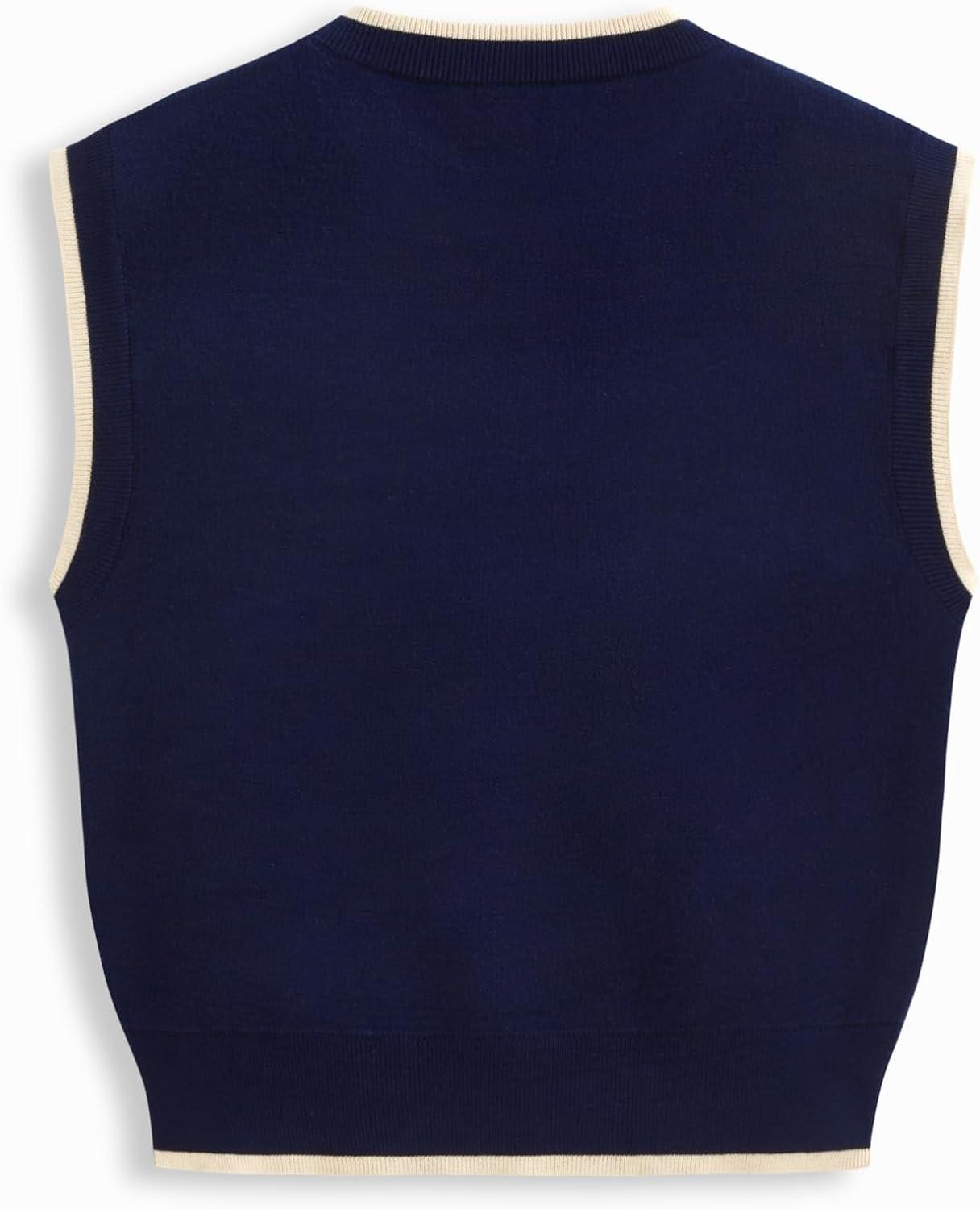 imageCIDER Womens Sweater Vest Knit Sleeveless Pear Cute Graphic Sweater Vest Tank Top Fall OutfitsDark Navy