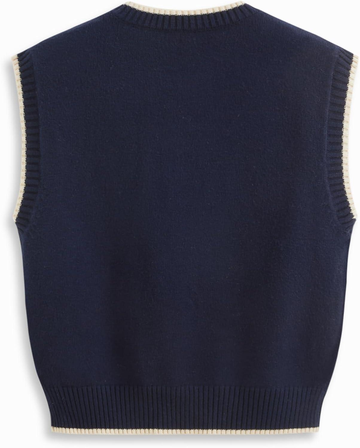 imageCIDER Womens Sweater Vest Knit Sleeveless Pear Cute Graphic Sweater Vest Tank Top Fall OutfitsNavy Blue