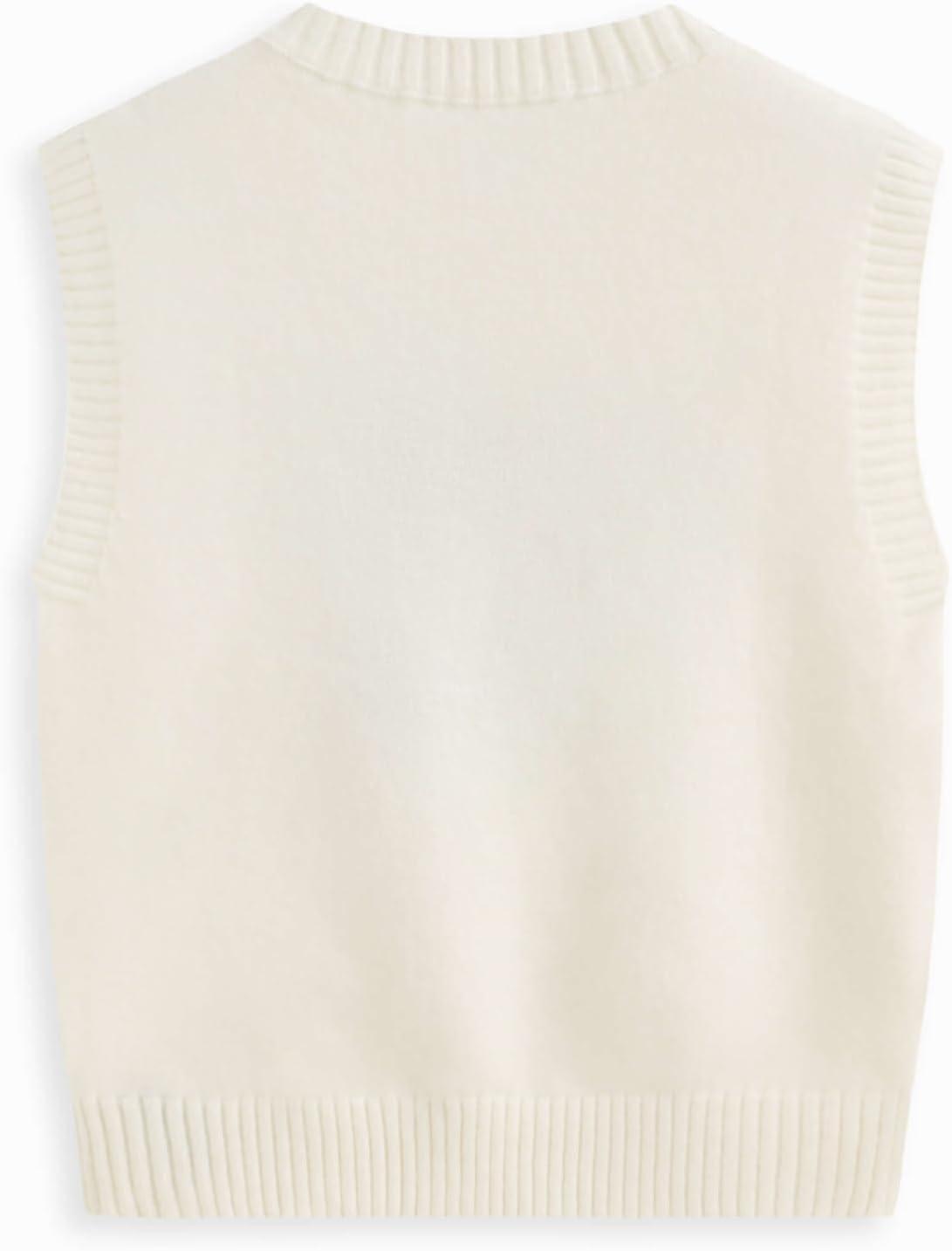 imageCIDER Womens Sweater Vest Knit Sleeveless Pear Cute Graphic Sweater Vest Tank Top Fall OutfitsWhite