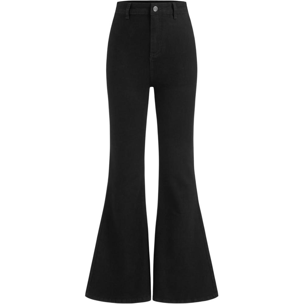 imageCIDER Bell Bottom Jeans for Women Stretchy Flare Leg Bootcut High Waisted Trendy Casual Denim PantsBlack