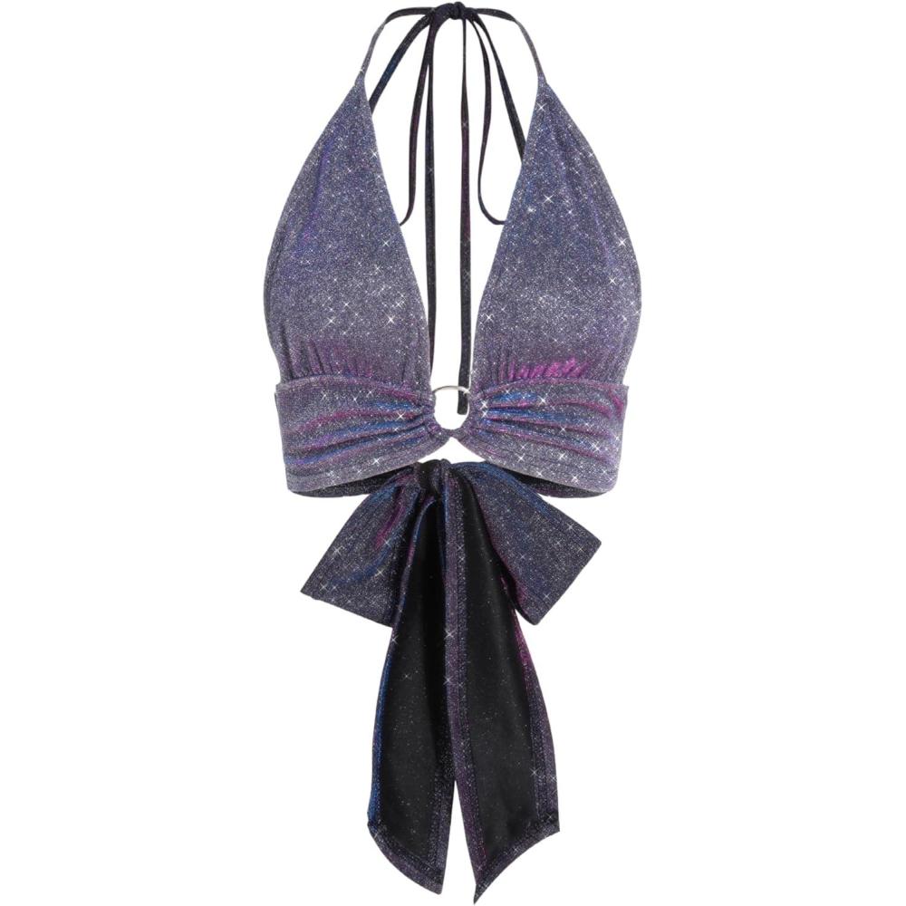 imageCIDER Glitter ORing Backless Halter Crop TopPurple