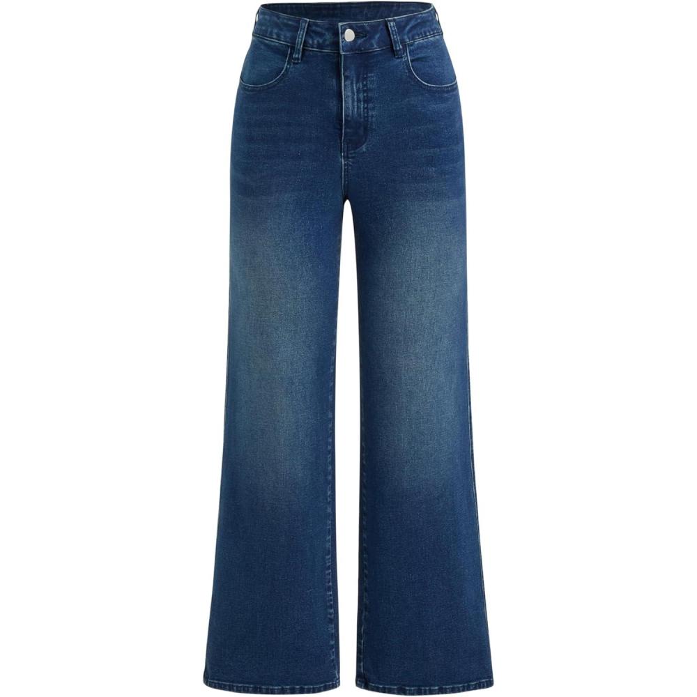 imageCIDER Womens Straight Leg Jean Mid Waist Trendy Fall Fashion Denim Pant Slim Basic Casual Business Boyfriend JeansMid Blue