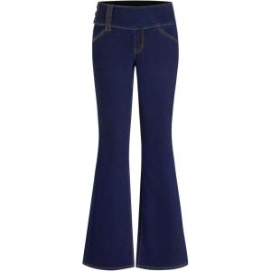 CIDER Bell Bottom Jeans for Women High Stretch Button Decor Denim Low Waisted Flared Jeans Bootcut(Dark Denim)