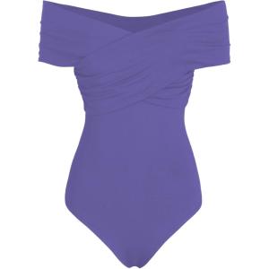 CIDER Women’s French Riviera Vacation Solid Off-shoulder Bodysuit(Purple)